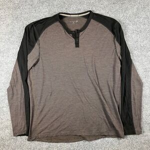 Smartwool Shirt Mens XL Brown Black Micro 150 Merino Wool Henley Base Layer